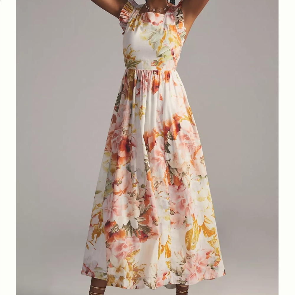 NWT MAEVE sleeveless ruffled floral maxi dress.